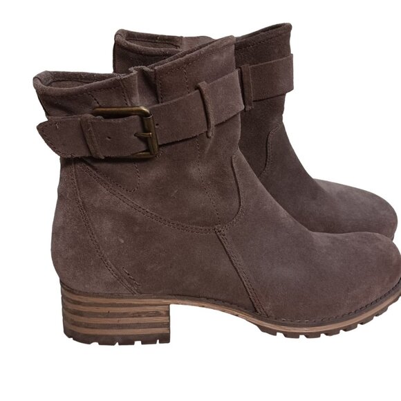 Womens Cowgirl Western Y2K Chunky Heel Sz 8 Casual Suede Buckle Ankle Boots - Picture 2 of 9